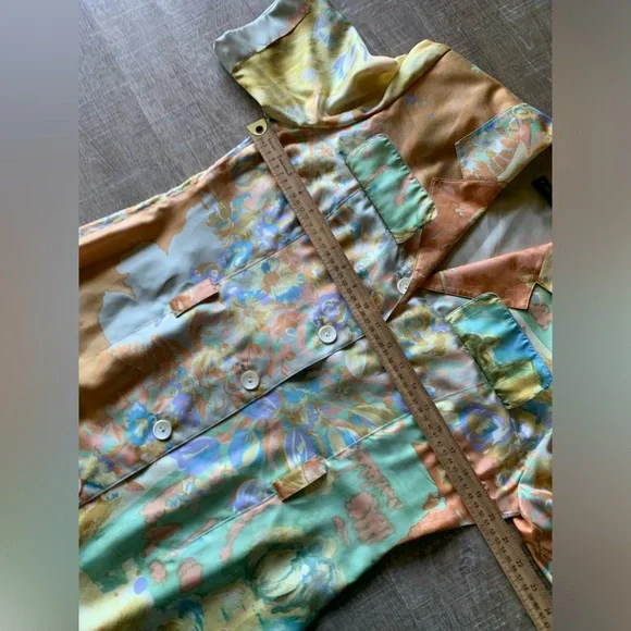 Vtg Louis Feraud 100% Silk Midi Dress Abstract Wearable Artsy sz 10 Belted Boho - Picture 13 of 16